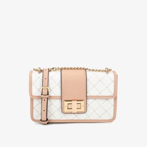 Bolsa Transversal Off White Nude Monograma Jb Couro
