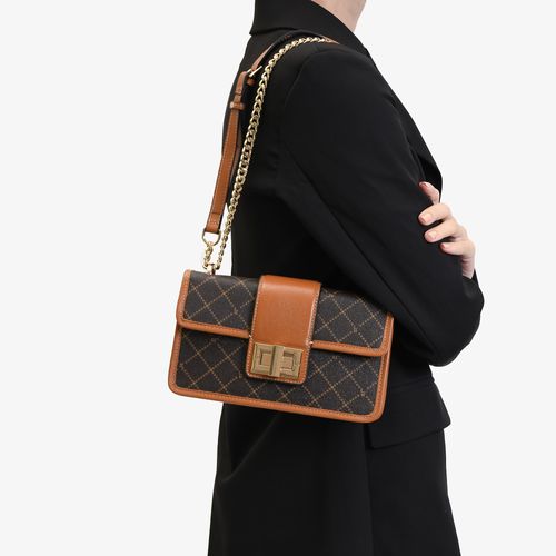 Bolsa Transversal Marrom Café Monograma Jb Couro