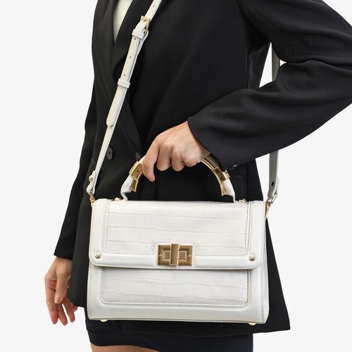 Bolsa Satchel Branco Blanc Couro