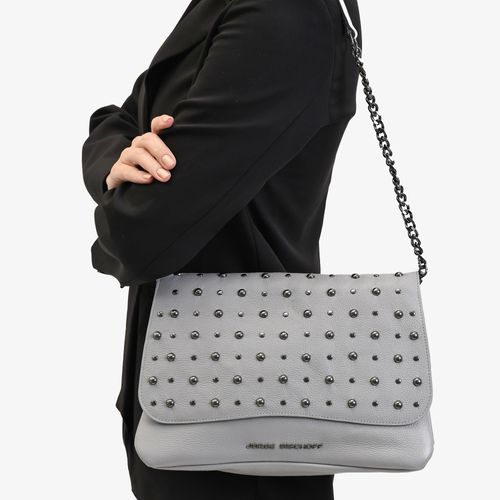 Bolsa De Ombro Cinza Alasca Couro