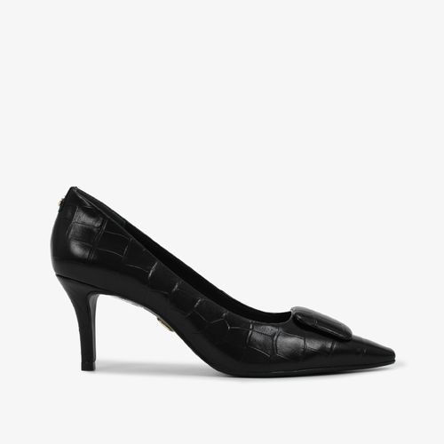 Scarpin Preto Couro Crocco