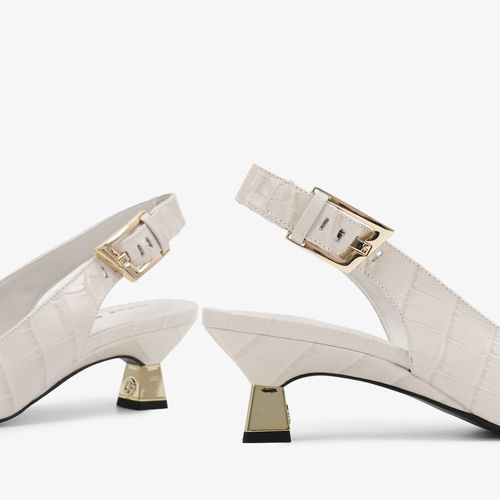 Slingback Branco Blanc Couro Crocco