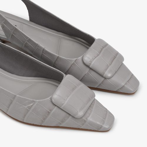 Slingback Cinza Alasca Couro Crocco