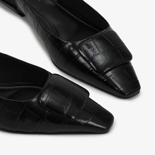 Slingback Preto Couro Crocco