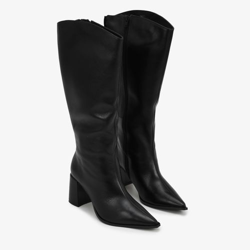Bota Cano Alto Preto Couro