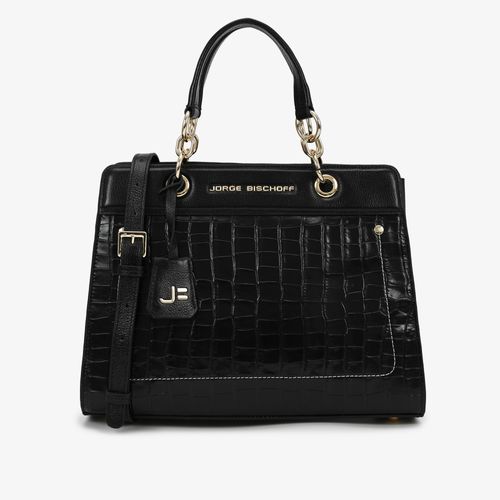 Bolsa De Ombro Preto Couro Crocco