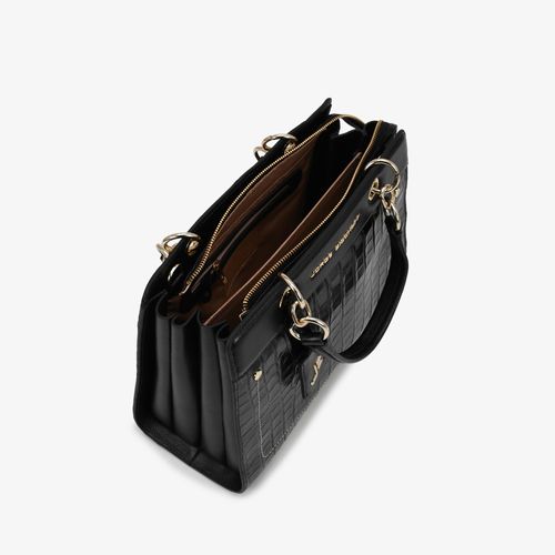 Bolsa De Ombro Preto Couro Crocco