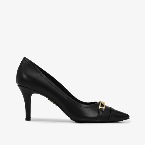 Scarpin Bico Fino Preto Couro