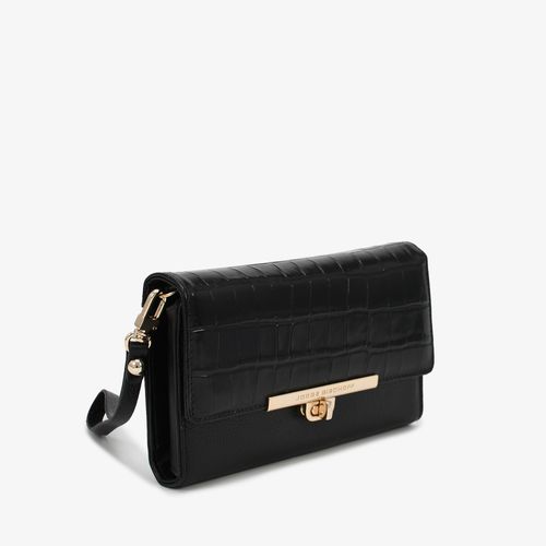 Carteira Preto Tampa Croco Couro
