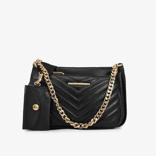 Bolsa Infinita Transversal Preto Couro