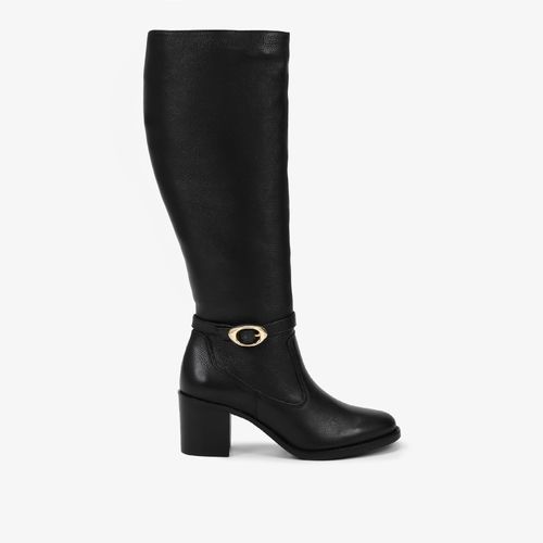 Bota Salto Bloco Preto Couro