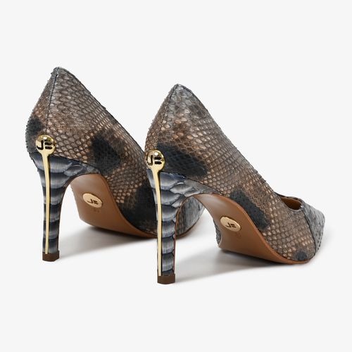 Scarpin Nude Marinho Pele Cobra Python Mandala Jb