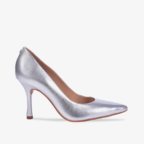 Scarpin Prata Metalizado Salto Fino Couro