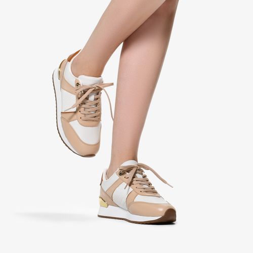Tênis Jogger Nude Aveia Multicolorido Couro