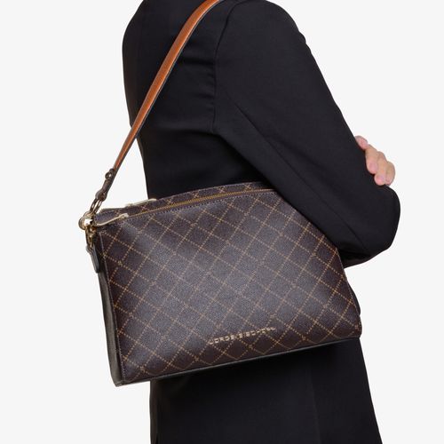 Bolsa De Ombro Marrom Café Monograma