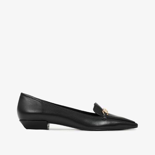 Loafer Salto Bloco Preto Couro