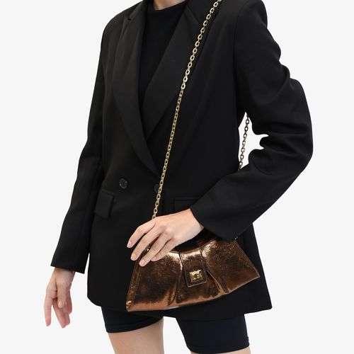 Bolsa De Ombro Bronze Couro