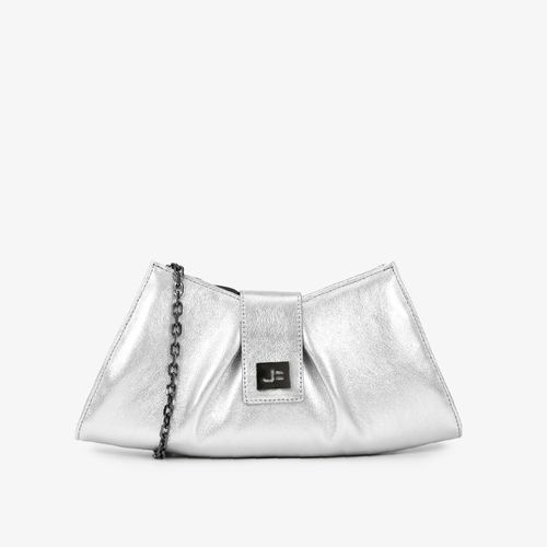 Bolsa De Ombro Prata Metalizado Couro