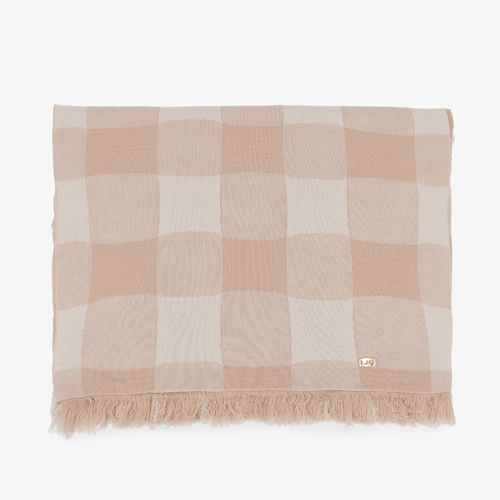 Poncho Xadrez Nude Off White Estampa Exclusiva Jb