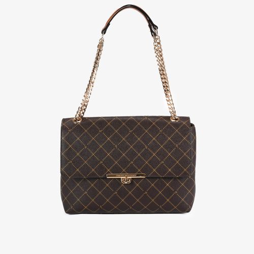 Bolsa De Ombro Monograma Jb Marrom Caramelo Amêndoa
