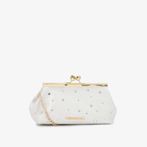 Clutch Branco Couro Acetinado Say Yes