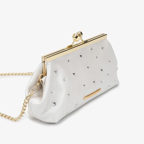 Clutch Branco Couro Acetinado Say Yes