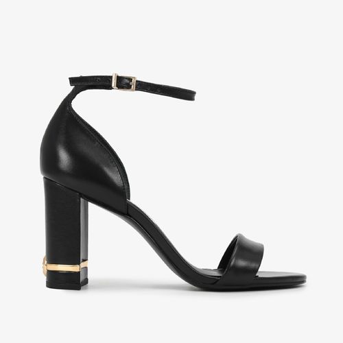 Sandália Salto Bloco Preto Couro