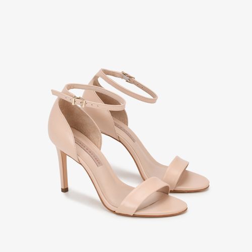 Sandália Salto Fino Nude Quartzo Couro