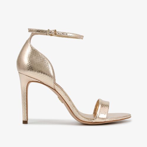 Sandália Salto Fino Ouro Claro Couro