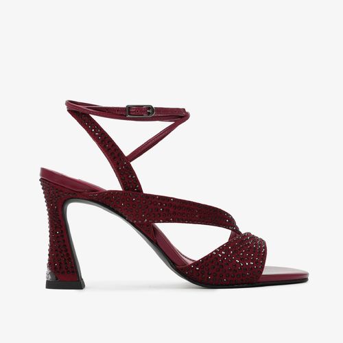 Sandália Salto Fino Alto Vinho Cabernet Camurça