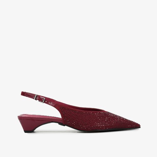 Slingback Salto Baixo Vinho Cabernet Camurça