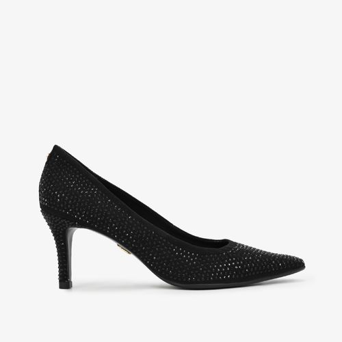Scarpin Salto Fino Preto Camurça