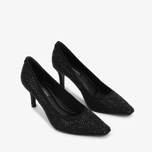 Scarpin Salto Fino Preto Camurça