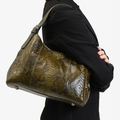 Bolsa Hobo Verde Olive Cobra Python