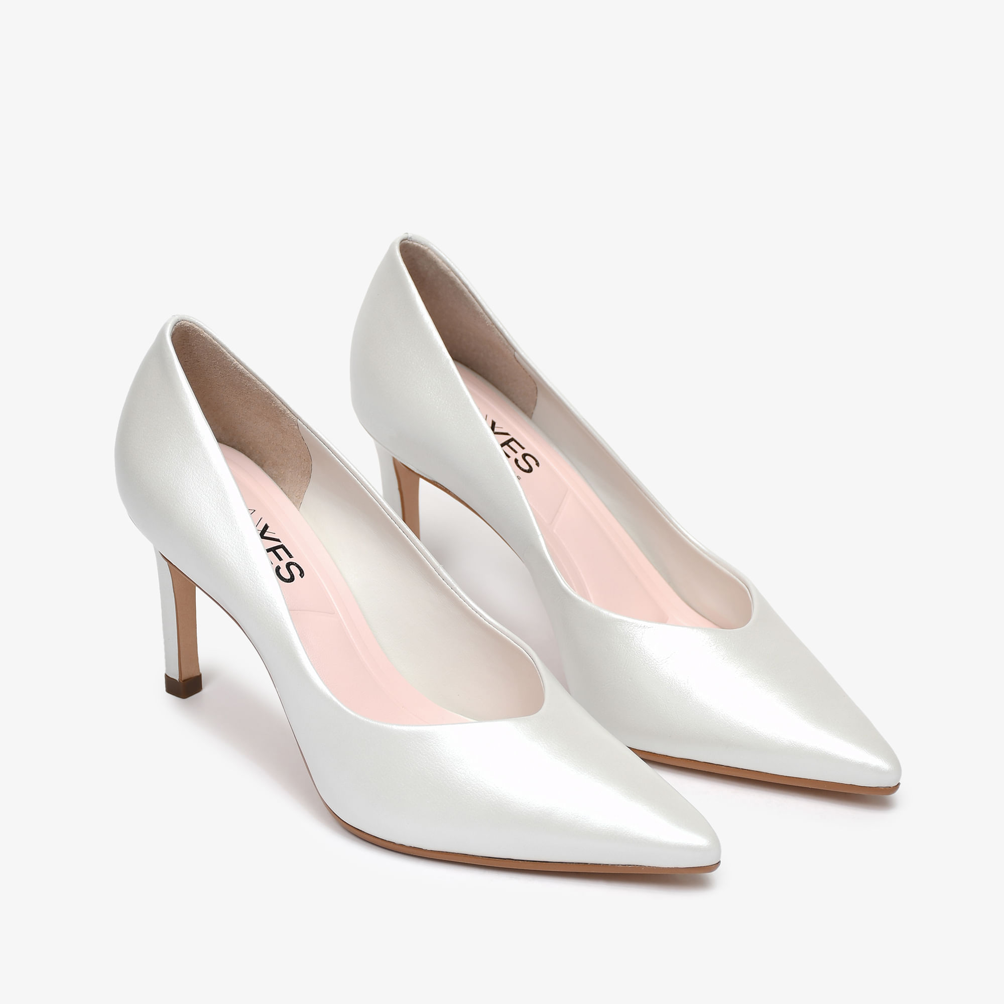 Scarpin Branco Say Yes Bico Fino Couro Sapatos, Bolsas