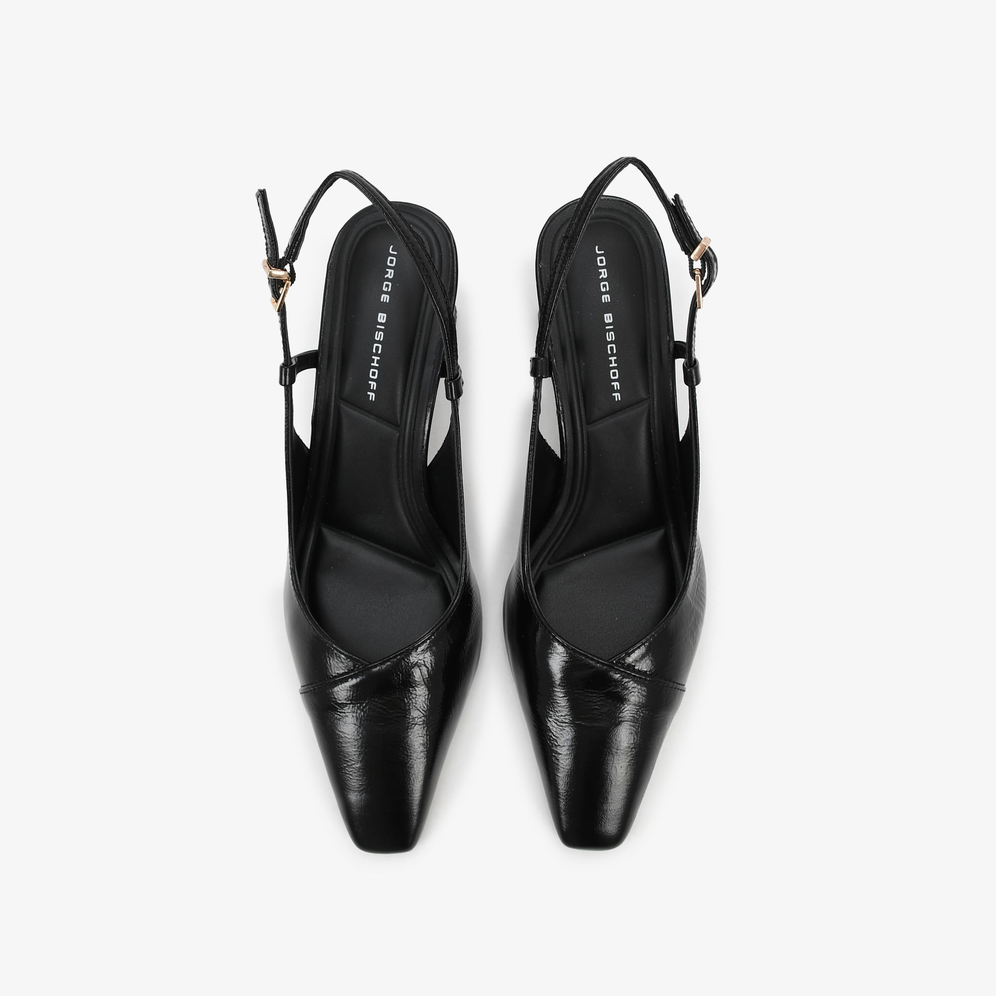 Slingback Salto Bloco Preto Couro Sapatos, Bolsas, Acessórios em Couro e  mais I Jorge Bischoff