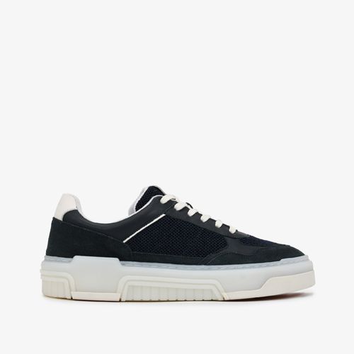 Tênis Masculino Casual Azul Marinho Preto Couro