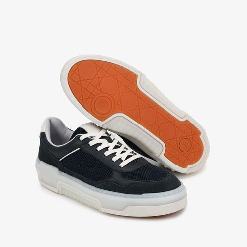 Tênis Masculino Casual Azul Marinho Preto Couro