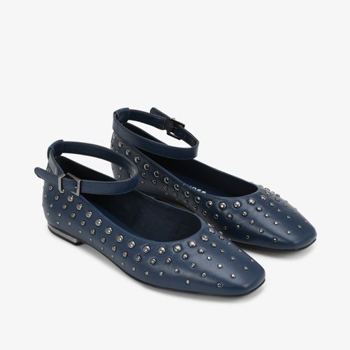 Sapatilha Tachas Azul Lunar Couro