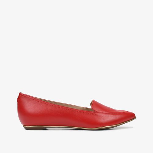 Sapatilha Vermelho Bico Fino Couro