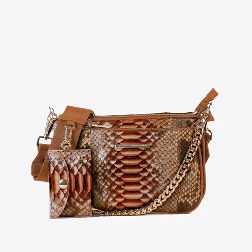 Bolsa Infinita Transversal Caramelo Licor Cobra Python
