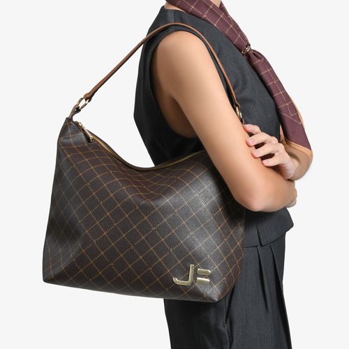 Bolsa De Ombro Marrom Café Monograma Jb
