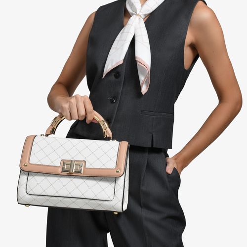 Bolsa Satchel Nude Off White Monograma Jb