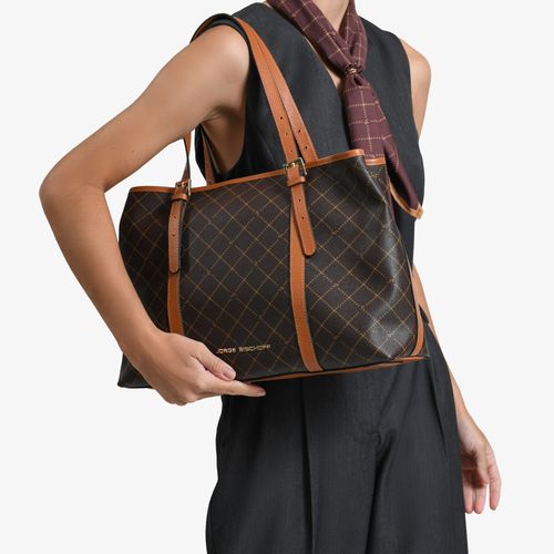 Bolsa Shopping Marrom Monograma Jb