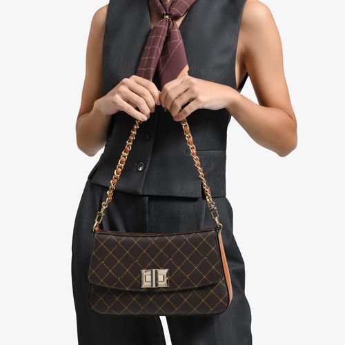 Bolsa De Ombro Marrom Monograma JB
