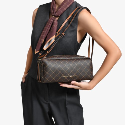 Bolsa Baguete Marrom Monograma Jb