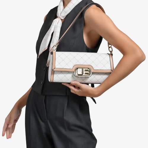 Bolsa Baguete Nude Off White Monograma Jb
