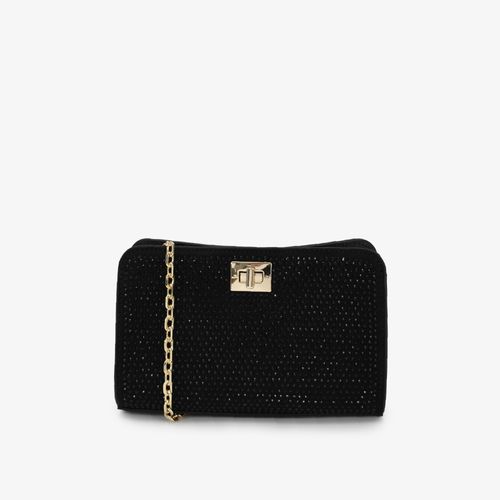 Bolsa Transversal Preto Hotfix Camurça