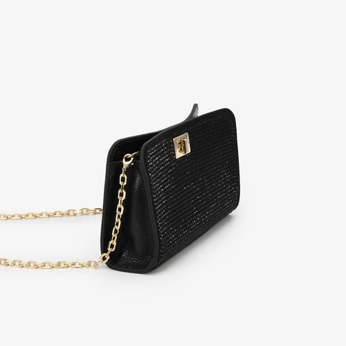 Bolsa Transversal Preto Hotfix Camurça