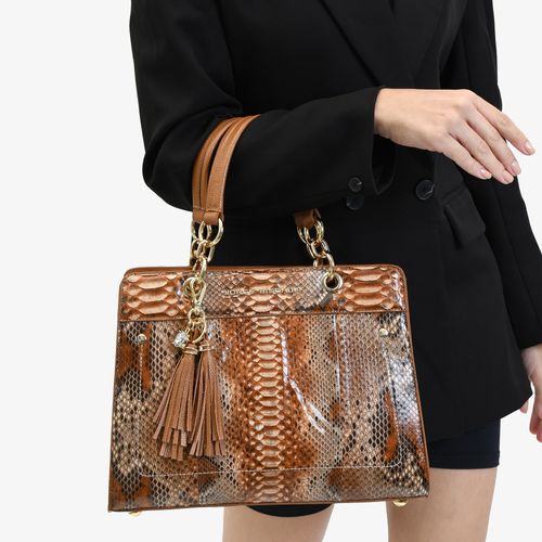 Bolsa Tote Marrom Licor Cobra Python
